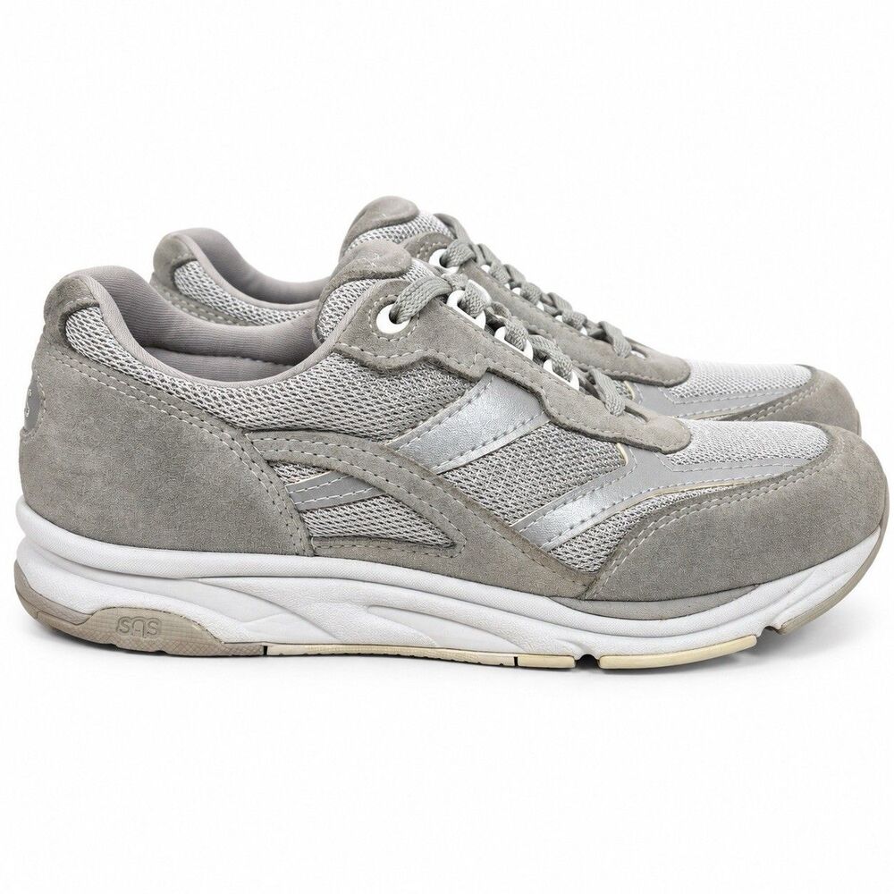 SAS Tour Mesh Lace-Up Sneaker Mens Size 10.5 Gray Suede Hook Loop Comfort Walk